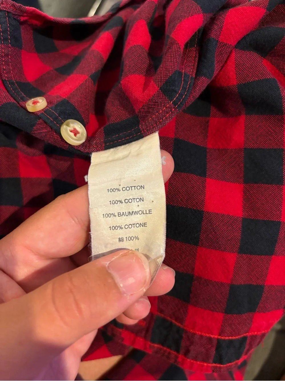 J. Crew Red and Black Buffalo Check Button-Down Shirt